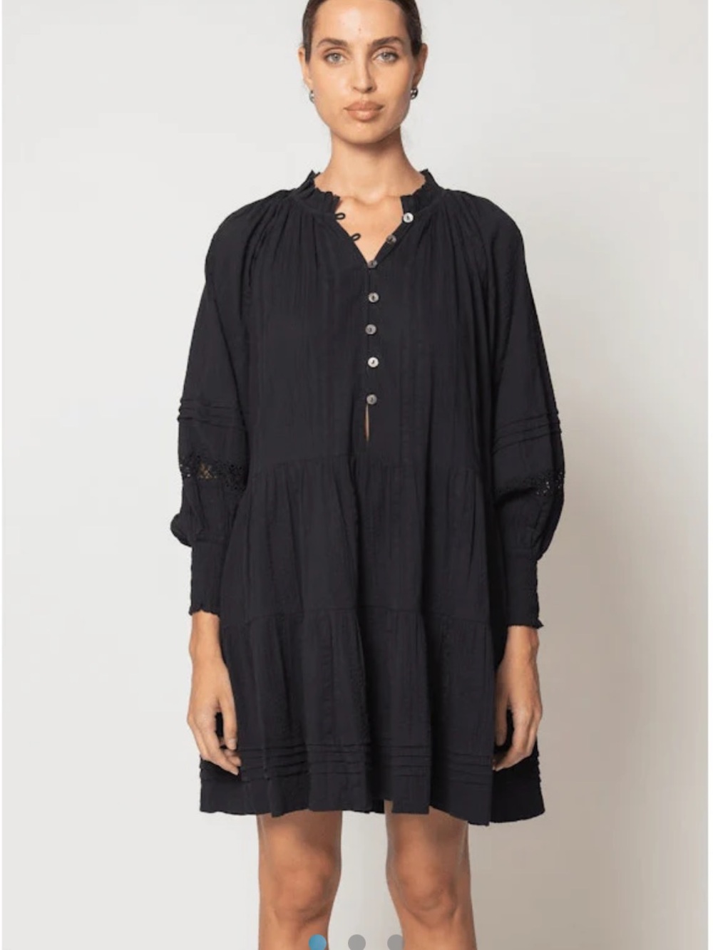 Dark Navy Blue Mini Dress with Button Front